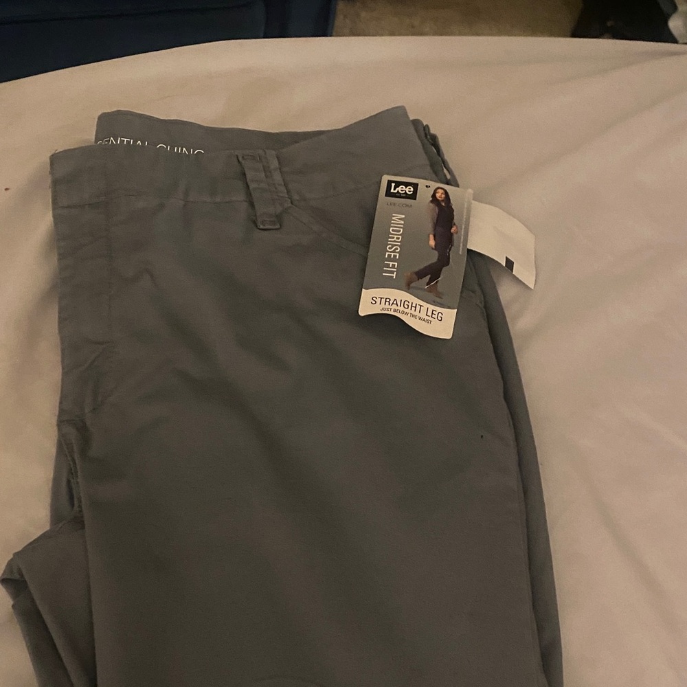 Lee Women's Gray Straight Leg Chinos